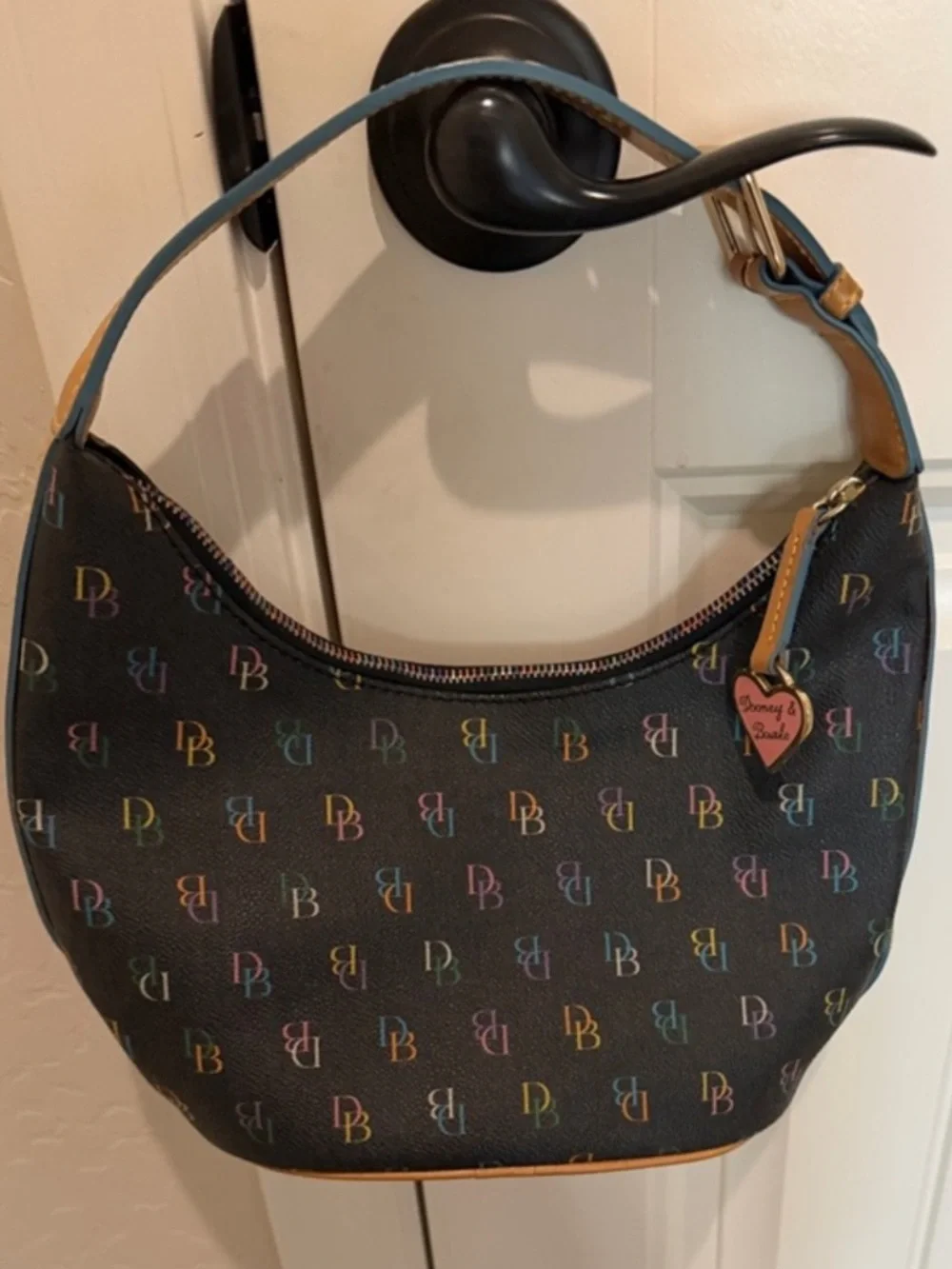 Dooney & Bourke Color Monogram Hobo Bucket Bag with Heart Charm